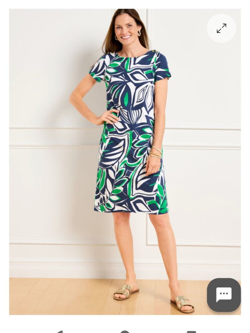 Talbots Short Sleeve Shift Dress - Expressive Palms